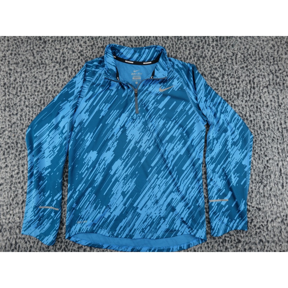 Nike Dri-FIT Element Mens‎ Youth Blue Abstract 1/2 Zip Running Pullover 589605